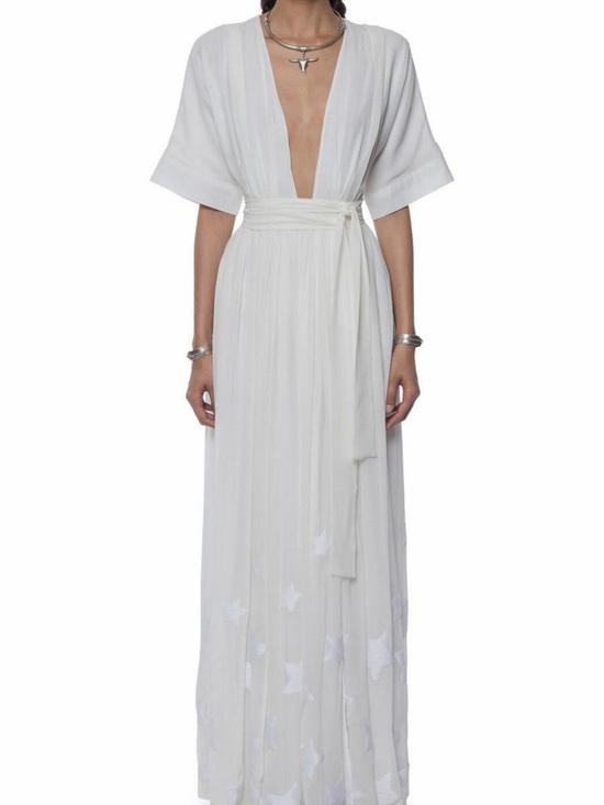 Mara Hoffman Dresses & Skirts - Mara Hoffman White Maxi Dress with Subtle Star Motif